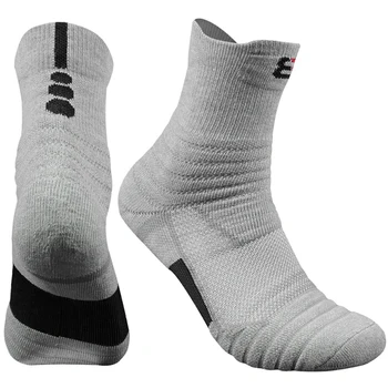 1 чифт Баскетболни Чорапи, Мъжки Дълги Дебели Памучни Чорапи с хавлиена Кърпа Отдолу, Бягане На Открито, Бадминтон, Тенис на маса, Средната Тръба, Спортни Чорапи #WW