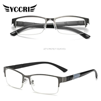Мъжки слънчеви очила за късогледство, сини Светонепроницаемые очила за четене в Полурамке, Търговски Готови Очила с Диоптриями -1,0 - 6,0