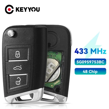 KEYYOU Half Smart Възможност за Дистанционно на Ключа на Автомобила 434 Mhz MQB ID48 За VW Seat Golf 7 MK7 Touran Polo Tiguan 5G6959752AB 3 Бутона