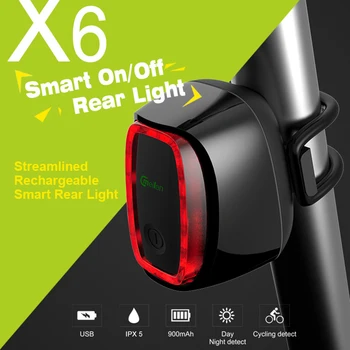 Meilan X6 Безжични Задни Лазерен Фенер Умен Задна Светлина USB Акумулаторна Велосипеден Предупреждение За Сигурност Led Задна Светлина За Велосипеди и Аксесоари За Велосипеди