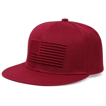 Нова памучен модерна шапка с флага на сащ, бейзболна шапка в стил хип-хоп, бейзболна шапка с регулируеми плоски полета