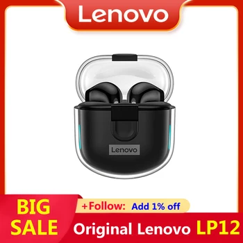 Оригинални Lenovo LP12 Нов TWS Bluetooth Слушалки Сензорно Управление Безжични Слушалки, Слот за Слушалки Hi Fi Стерео Музикални Слушалки с Микрофон