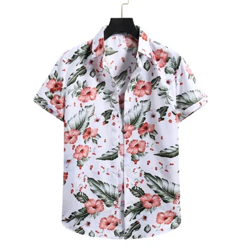 Хавайски Ризи за Мъже, Ежедневни Къси Ризи с Копчета, Ежедневни Блузи Camisa Masculina, Плажна Риза за Партита, Мъжки Градинска Облекло