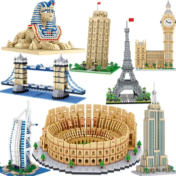Архитектура Айфеловата Кула Лондон Двойката Лувъра Микро Модел на градивните елементи на Строителната ИГРАЧКА, ИГРАЧКА, Играчки за деца ЗА ПОДАРЪК
