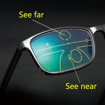 2020 Най-Новите Прогресивни Очила За Четене Мъжки Анти-Синя Светлина Фотохромичните Мультифокальные Очила За Старческо Пълна Рамки Black + 1,5