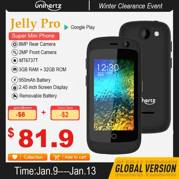 Unihertz Jelly Pro Супер Мини 4G Смартфон Четириядрен 3 GB 32 GB Android 8,1 Отключени Мобилен телефон с 2 MP 8 Mp Камера 950 ма Мобилен телефон