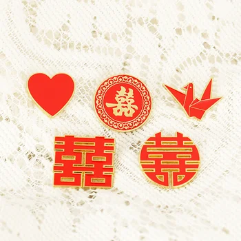 На genka в китайски стил, празнична сватбена брошка с участието на двойното щастие, корсаж с участието на журавля оригами, подарък за приятели