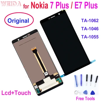 Оригинален LCD дисплей за Nokia 7 Plus LCD дисплей 7 Plus Сензорен Дисплей TA-1062 LCD цифров преобразувател в Събирането на Замяна за Nokia E7 Plus LCD дисплей
