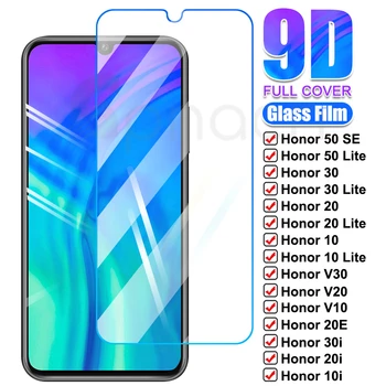 9D Защитно Стъкло За Huawei Honor 10 20 30 Lite V30 V20 V10 Закалено Стъкло Honor 50 SE 9 Lite 30i 20i 10i 20E Фолио За Екрана