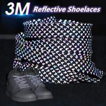 1 Чифт Модни Светлоотразителни Връзки с дължина 3 м за Маратонки, Плоски Светещи връзки за обувки, Светещи Ремък за Възрастни и Деца, Спортни Обувки