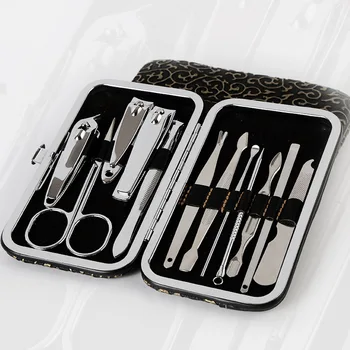 Калъф с каменен модел + 12 1 бр. комплект за рязане на ноктите, Комплект за грижа за ноктите, Ножица за Педикюр, Пинсети, Нож, Набор от Инструменти за Маникюр