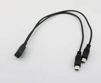 1бр Мини USB 2.0 Женски Двойна 2x Мъжки Сплитер Y удължителен кабел на Зарядно Устройство Адаптер Кабел Кабел 30 cm