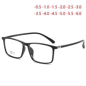 Голямата дограма TR90 Недалновидни Очила Дамски Удобни Литературни Квадратни Недалновидни очила Мъжки разстояние от sph -0,5 -1,0 -1,5 -6,0