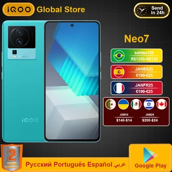 Vivo iQOO Neo7 Нео 7 5G Мобилен телефон Dimensity 9000 Плюс 4 нм 120 W Светкавица 50 Mp IMX766V Помещение 678 E5 AMOLED NFC Смартфон
