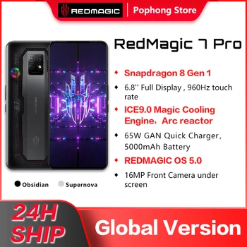 Оригиналната Глобалната версия на Nubia RedMagic 7 Pro Gaming телефон 6,8 см 120 Hz AMOLED Snapdragon 8 Gen 1 Восьмиядерный 64 Mp