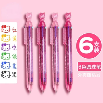 / Едно шест-цветен химикалка писалка Hello Kitty, сензорен многоцветен универсален маркер, Студентски маркер, канцелярская дръжка