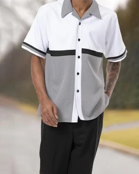 2022 годишният нов мъжки костюм в стил ретро с принтом харадзюку, риза с къси ръкави + панталони, ежедневни хавайска риза господин от 2 теми, 4xl