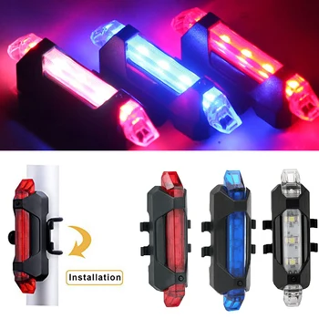 Червено, Бяло, Синьо Наем на Велосипеди фенер Задна Светлина LED USB Акумулаторна Задна Светлина Предупреждение За Сигурност Колоездене Светкавица, задна светлина