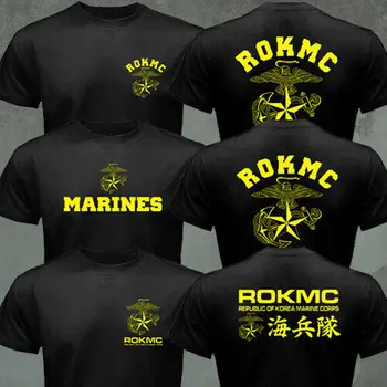 ROKMC Република Южна Корея Корпуса на Морската пехота на Военно-морския Флот на Военна Армията Мъжка тениска Къси Ежедневни 100% Памучни Ризи с Кръгло Деколте