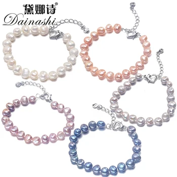 Dainashi 2022 Нов модерен гривна с висулки за жени от най-високо качество 8-9 мм 100% естествени сладководни перла гривна 16 см-20 см