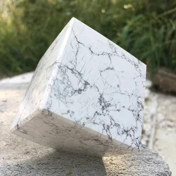 Натурален Бял Тюркоаз Crystal Кубчета На Рубик Хаулитовый Камък Кубични Народни Занаяти Право Предмети От Интериора Украса