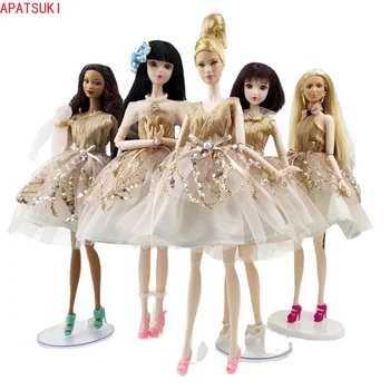 Златното Принцеса Рокля в различни стилове за Барби Кукли, Модни Дрехи за Кукли, Вечерна Рокля, 1/6 Аксесоари за кукли, Играчки за куклена Къща