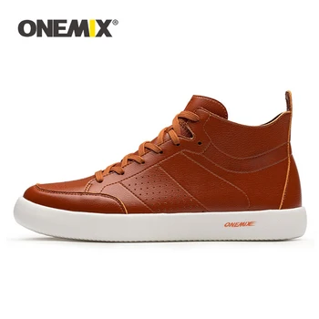 ONEMIX/ Нова мъжки обувки за скейтборд, Леки маратонки на равна подметка, Ежедневни oxfords от мека кожа върху плоска подметка за разходки, Размер 39-45