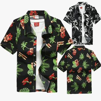 Летни Хавайски Мъжки Плажни Ризи С Къс Ръкав, Ежедневни Ризи С Флорални Принтом, Големи Размери S-5XL, Хавайски Ризи Алоха, Мъжки Дрехи