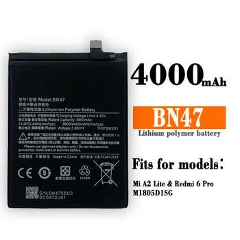 100% Оригинална Батерия BN47 4000 ма За Xiaomi Mi A2 Lite Xiao mi Red Mi 6 Pro BN 47 Подмяна на Мобилен телефон Нова Bateria 