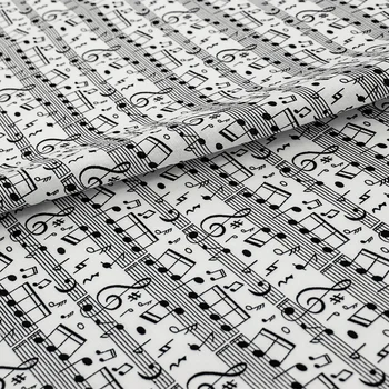 Musical Note Cotton Fabric For Dress Рокля На Au MÈTre Telas Por Метро Sewing Плат За Шиене Vestidos Coton Тъкан Ролки Плат