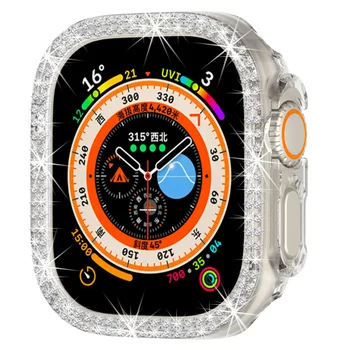 2022 Модерен Калъф за часовници с Диаманти за Apple iWatch Ultra 49 мм Проста Пълна Защита за iWatch 8 7 Калъф