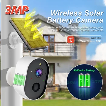 Външна Безжична Слънчева Камера 3MP Sasha Наблюдение HD Нощно Виждане с Батерия 21700 Cam Wifi Домашна Сигурност Акумулаторна Камера