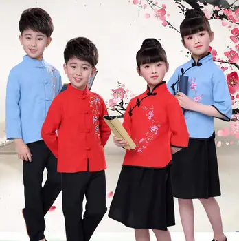 Нова традиционната Древна Дрехи за момчета, китайски народни танци, танцови костюми за момичета, детски костюм на династията Тан, рокля ханфу