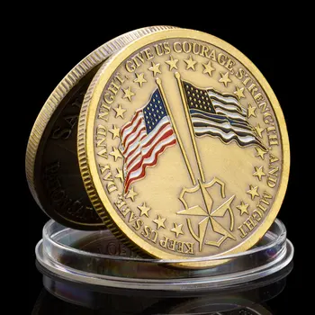 Съединените Щати Звезди и Ленти, тънка Синя Линия Полицейска Сувенирни Монети с Бронзов покритие, са подбрани Монета 