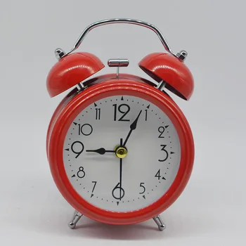 Ретро Силен Alarm Clock Двойна Обаждане Механичен Ключ Намотанный Безшумен Показалеца Будилник, Нощна Светлина