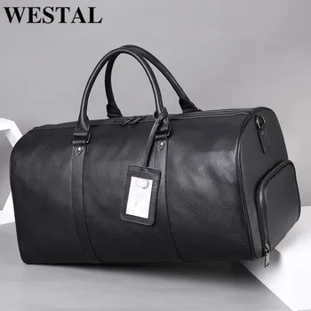 WESTAL100% Естествена Кожа за Мъже Дамска Чанта От Естествена Кожа ръчния Багаж Чанти Пътна Чанта На Рамото Големи Чанти за Мъже