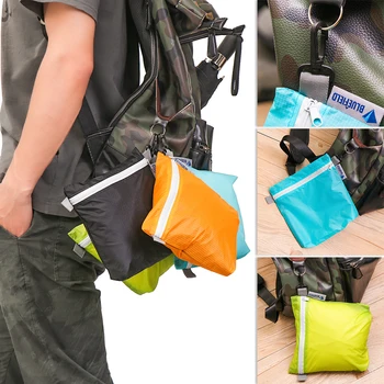 1БР 4 Цвята Найлон Силиконова Тъкан С Покритие Водоустойчив Цип Кука за Чанта За Съхранение на Открит Къмпинг Туризъм Джоб на Чантата Организатор
