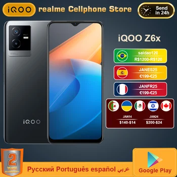 Нов vivo iQOO Z6X 5G Смартфон Dimensity 810 6000 mah Голяма Батерия 44 W Супер Такса 6,58 