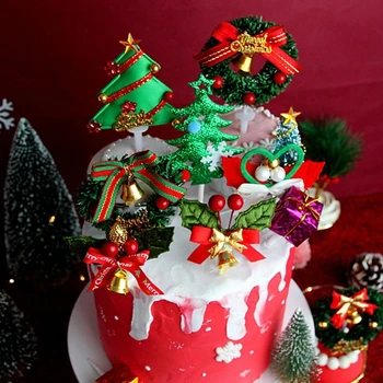 Коледна Торта Topper На Коледно Парти Коледна Торта Украса Коледен Венец Украса На Торта За Нова Година Коледна Елха Topper