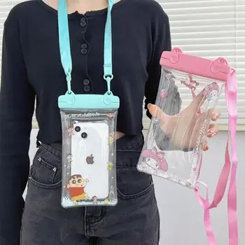 Sanrioed Мобилен Телефон Водоустойчива Чанта Kawaii Kt Котка Лятото На Открито Бъркам Плуване PVC Газ Чанта Бутон Виси на Врата Практичен Подарък