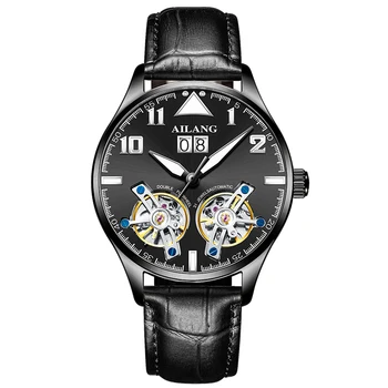 Мъжки часовник AILANG, Новост 2019, Трендови механични часовници с дупки, Мъжки Автоматичен часовник, Оригинален мъжки марка, двойна tourbillion
