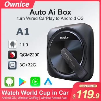 Ownice A1 мистерия carplay ai box автоматичен безжичен стрийминг на адаптер Android 11 за сметка на Spotify и Netflix iptv world 4G LTE GPS BT