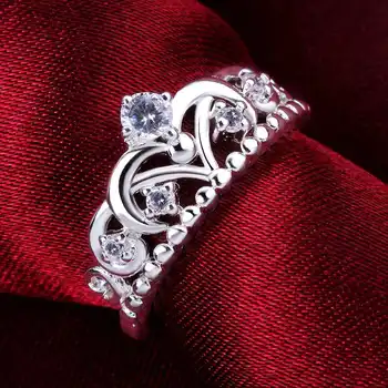 Пръстен с Корона От 925 Сребро С Декорация във формата на кристали За Жени, Луксозни Модни Вечерни Сватбени Аксесоари, Бижута, Коледни Подаръци