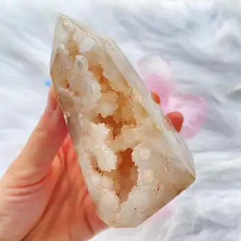 Натурален сакура ахат дурзе кристал кварцов обелиск Рейки, лечебен натурален кристал череша ахат crystal cave