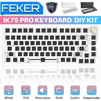 FEKER IK75 PRO QMK & VIA Hot Swap Индивидуална Механична Клавиатура Diy Комплект за Монтиране на тампони Жичен RGB 3/5 Контакти, За да Cherry Gateron