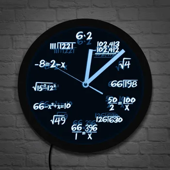 Математически Стенен Часовник с led подсветка и Математическата Формула, Pop Уравнение Светещи Стенни Часовници Scicence Забавни Подаръци За Деца