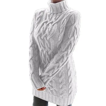 Пуловер женски зимата за бременни жени сгъсти ретро дебела линия обрат пуловер сиво 22