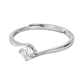 S925 сребро самоличността на дизайна на четири нокът един диамантен пръстен бижута за жени
