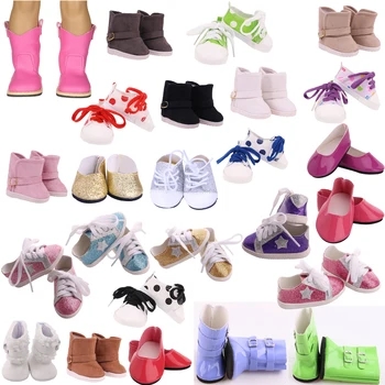 Обувки за кукли 7 см, Модерни Стилни Сандали, Обувки, Кожени Обувки за 18 инча, американка и 43 см, Роден на детето, Нашето поколение, Аксесоари За Момичета