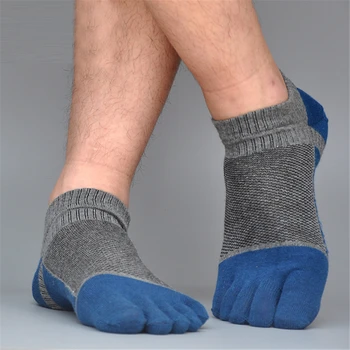 1 Чифт мъжки Чорапи с пет пръста, Памучни чорапи от мрежа, топли Меки чорапи до глезена с дълбоко деколте, Всекидневни, спортни мъжки чорапи къси